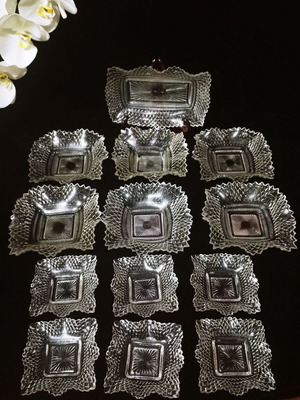Federal Glass Traditional Glear plates set of 13 like new