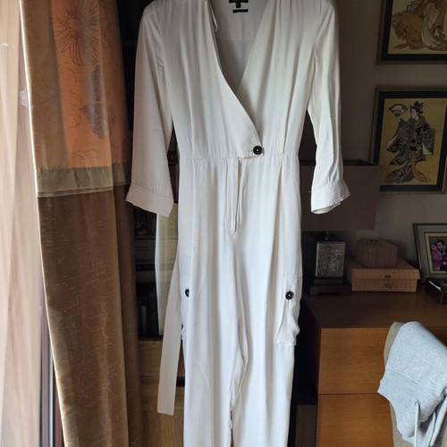 Massimo Dutti jumpsuit used, viscose, white, size L