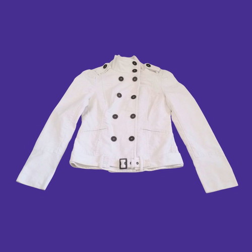 White Springfield denim jacket used, soft and warm, sizes S-M