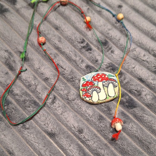 Boho necklace new, handmade, hand-painted, multicolored