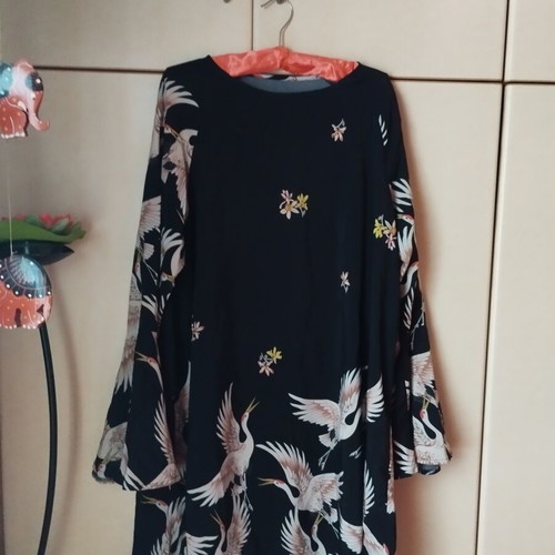 Japan Style Dress Abysse with Curvy Bell Sleeves, New