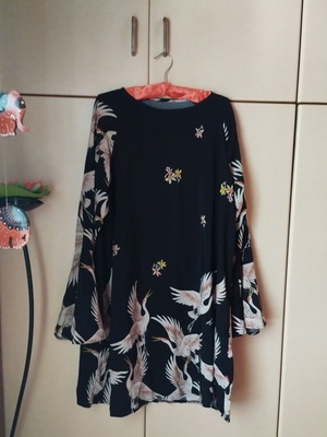 Japan Style Dress Abysse with Curvy Bell Sleeves, New