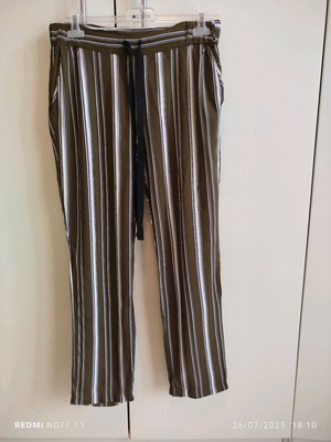 Viscose ριγέ παντελόνι medium με λάστιχο, σαν καινούργιο