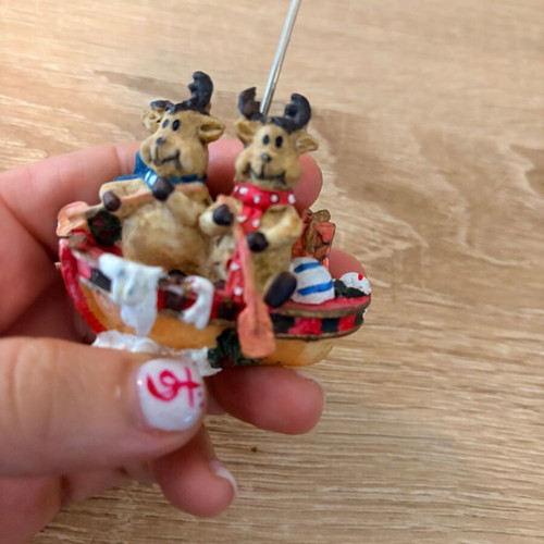 Christmas decorative stand with reindeer in boat, like new