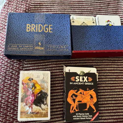 Playing card collection 4 pieces like new with bridge and ancient Greece themes