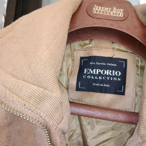 Beige Italian jacket new, plastic-coated leather