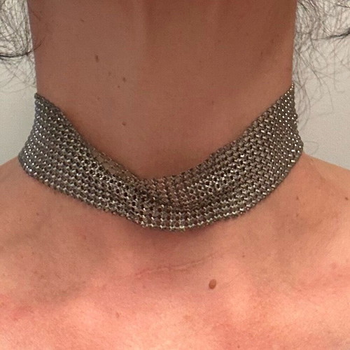 Tally Weijl metallic mesh choker necklace like new, Y2K vintage