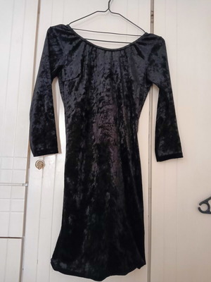 Active Girl women's dress, black velvet texture, Greek made, size S