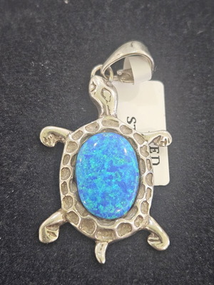 Silver 925 pendant with synthetic blue opal, new