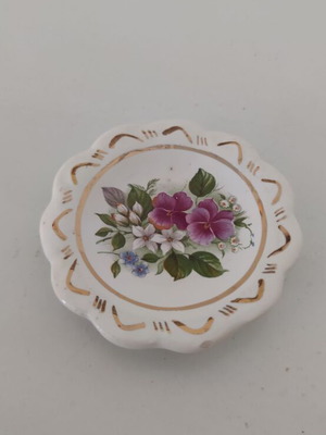 Vintage Greek Porcelain Trinket Dish handmade with 24K gold