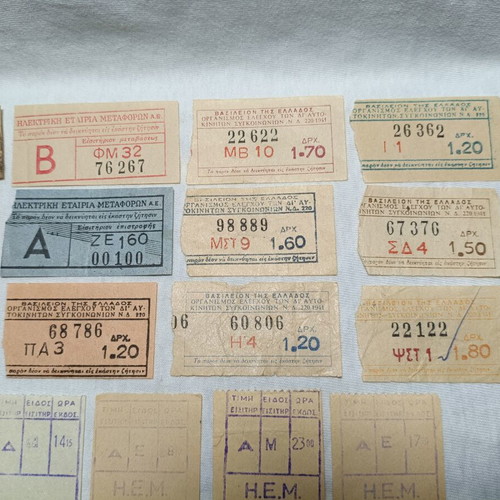 Collection of 24 used vintage urban transport tickets from 1940s-60s