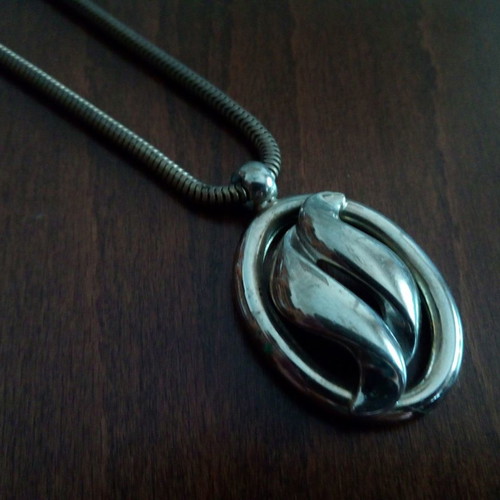 Vintage 80's steel pendant used with snake chain