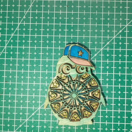 Wooden decorative penguin, layered wood, 10cm