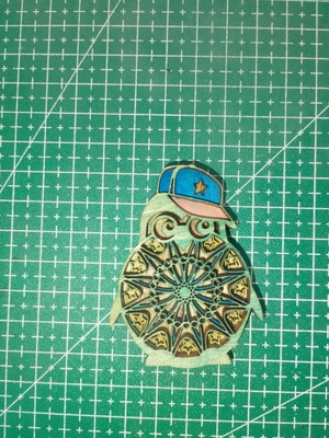 Wooden decorative penguin, layered wood, 10cm