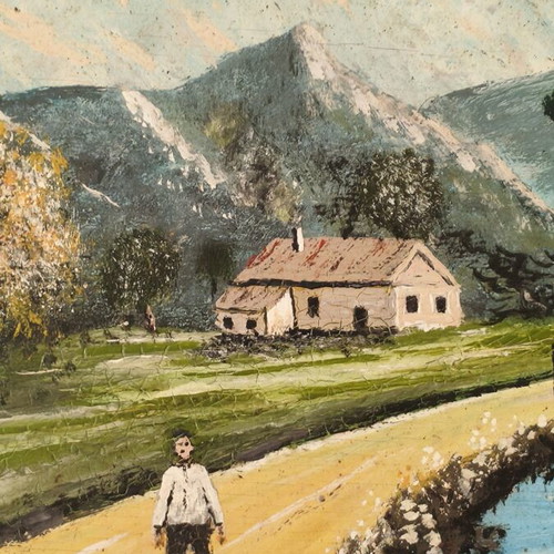 Painting used, bucolic theme, 0.75×0.60 m, oil paint