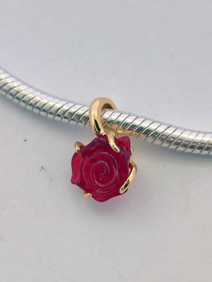 Charm Beauty & Beast enchanted rose with 14K gold plating