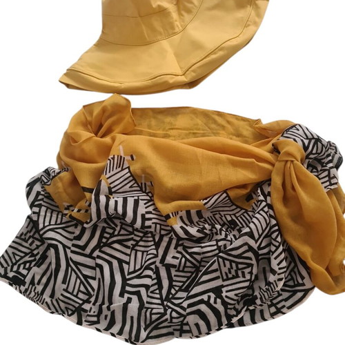 Pareo and hat set new, large sun hat with scarf 1.80×0.65 m