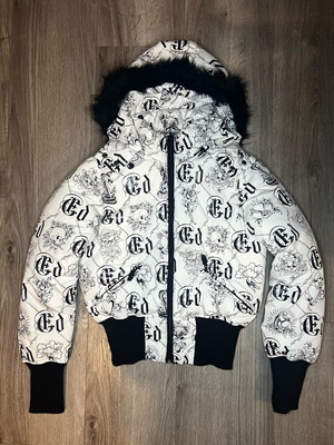 Ed Hardy Logo Puffer women's jacket new, white
