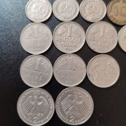 German coins used, pack of 26 Deutsche Mark/Pfennig