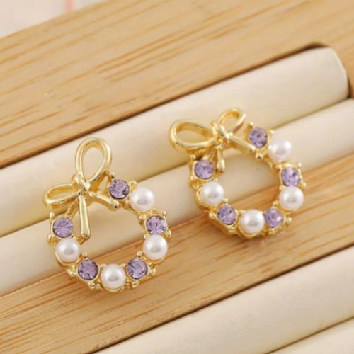Earrings new with purple stones and pearls