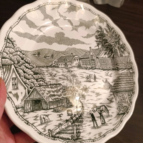 Vintage Swiss Landscape plate set like new, 6 pieces