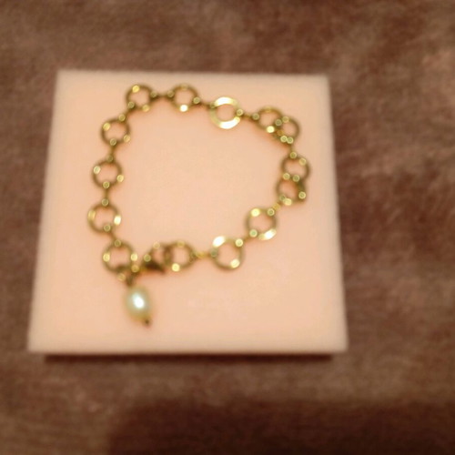 Handmade stainless steel bracelet with pearl and moonstone earrings like new