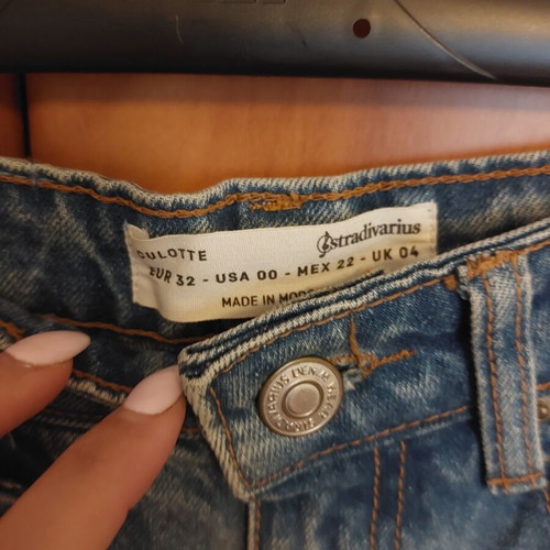 Stradivarius Cullote Jeans used, size 32, blue, high waist