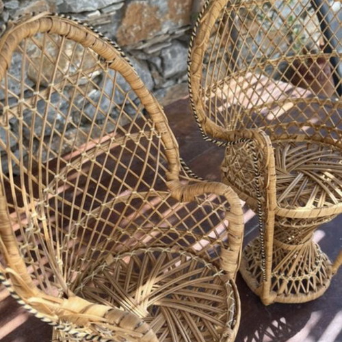 Vintage Emmannuelle Miniature Chairs Set of Two, Perfect Condition