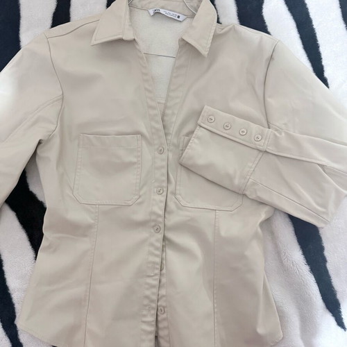 Zara leather shirt beige like new, size L