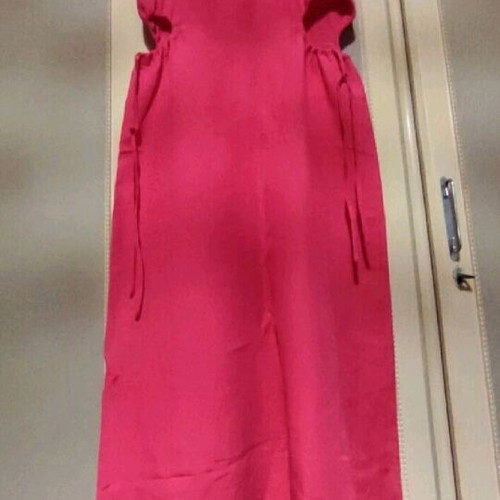 Zara medium linen and viscose dress, fuchsia, side openings with gathers