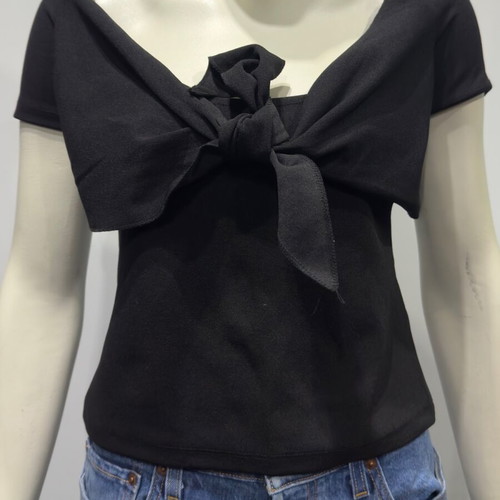 ZARA Woman black blouse with bow like new, size M