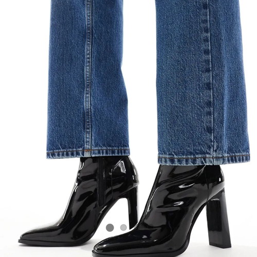 ASOS DESIGN Eloise boots black crinkle patent like new size 37