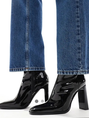 ASOS DESIGN Eloise boots black crinkle patent like new size 37