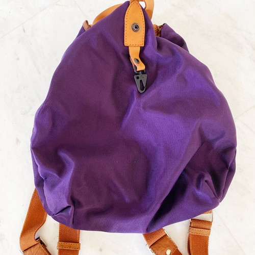 Iyiami purple leather backpack bag like new, handmade from Corfu