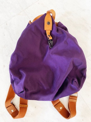 Iyiami purple leather backpack bag like new, handmade from Corfu