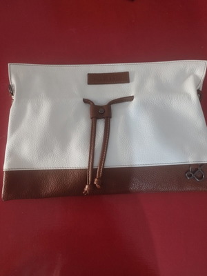 Two and Half Handbag like new, two-tone white and brown