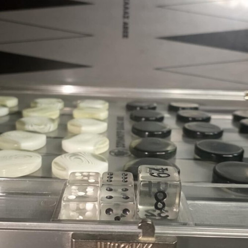 Metal Backgammon Case Advertising Like New