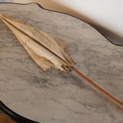 White fabric antique umbrella from the 1920s