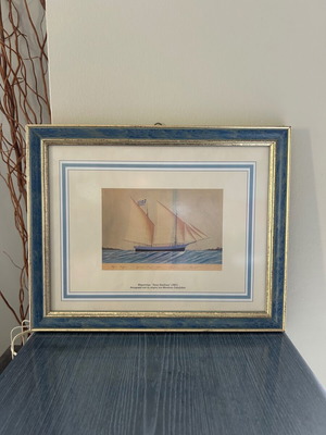 Painting used, framed print of the sailboat Agios Nikolaos 1881