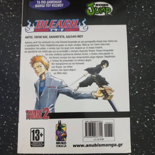 Bleach Vol. 2, Death Note Vol. 4, Rurouni Kenshin Vol. 6, Shaman King Vol. 7, Love Hina Vol. 2 manga books