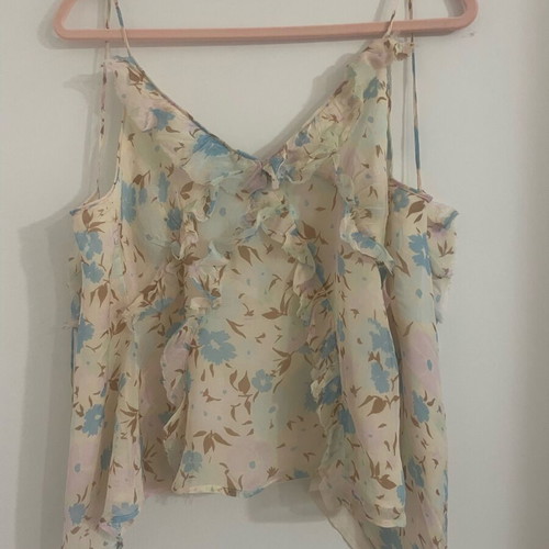 Zara summer backless top used, colorful with ruffles