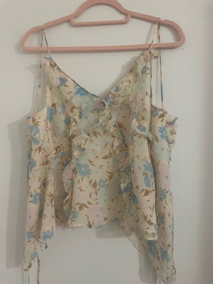 Zara summer backless top used, colorful with ruffles