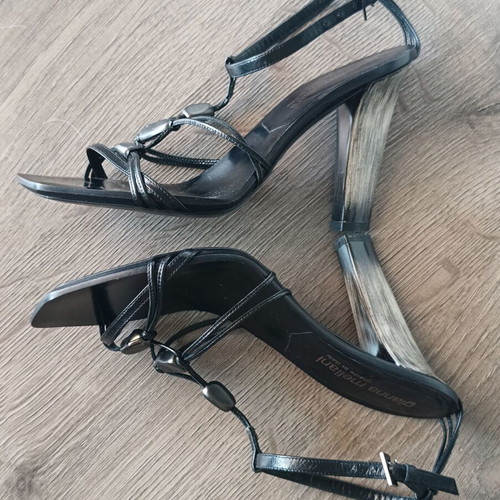 Gianna Meliani Black Leather Sandals Vero Cuoio size 37 like new