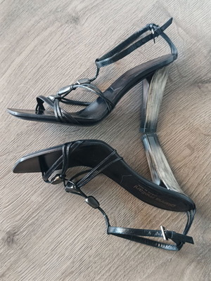 Gianna Meliani Black Leather Sandals Vero Cuoio size 37 like new