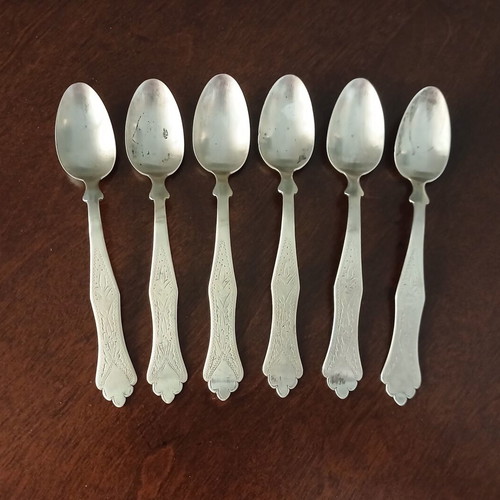 Silver Antique Teaspoons with Tughra Set of 6 Like New