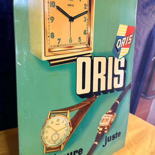 Oris vintage metal sign, collectible 37x27.5 cm, made in Switzerland 1940-1950