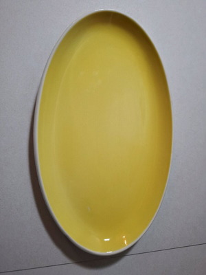 Ceramic oval platter small yellow used 23.5x14