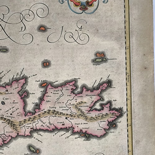 Map of Crete 1650 used, copper engraving by Willem Blaeu