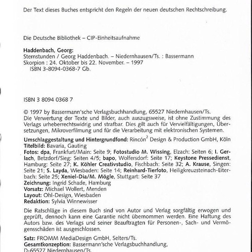 Skorpion by Georg Haddenbach hardcover book like new, German