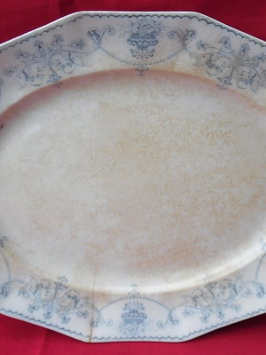 Johnson Bros. large vintage porcelain platter with crack